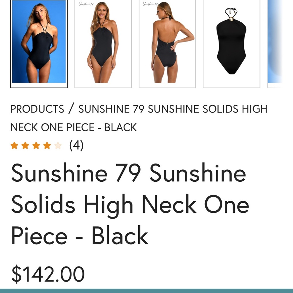 NWT Elegant Black Halter One-Piece Swimsuit - Picture 6 of 9